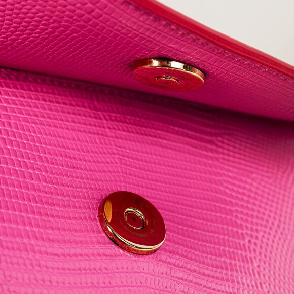 Dolce & Gabbana Miss Sicily Small Pink Iguana-Embossed Chain Satchel - Picture 11 of 14